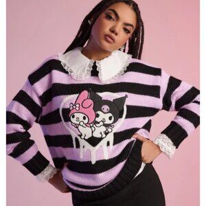 BNWT Sanrio My Melody x Kuromi Striped Knit Sweater, Size XS